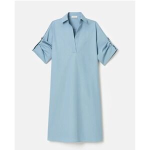 Lafayette 148 New York Size Large Tab Sleeved Popover Dress MSRP $798 Blue EUC